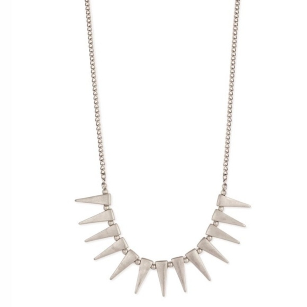 ZAD Silver Spike Statement Necklace‎ Punk Edgy Bold Jewelry glitchy glam
